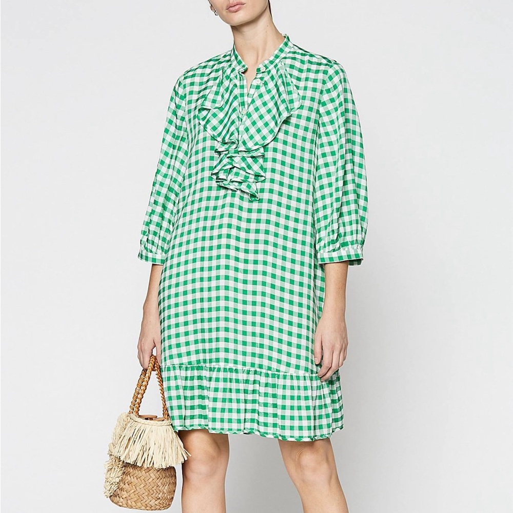 NWOT Scanlan Theodore Gingham Ruffle Dress